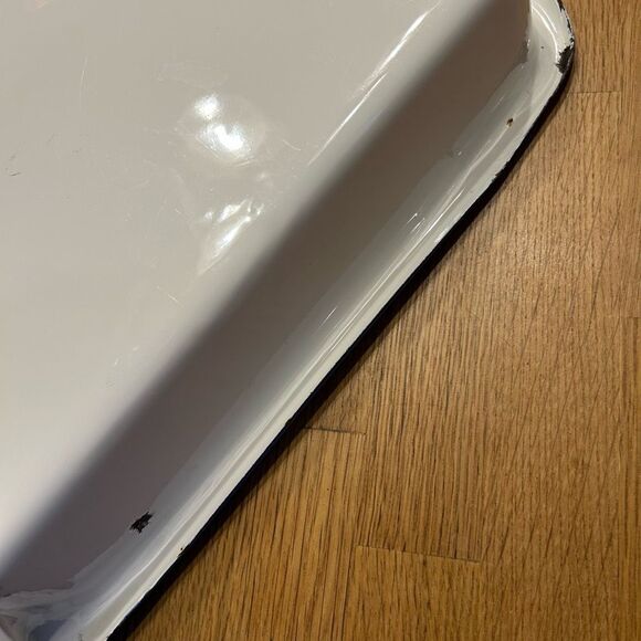 Vintage Large Blue White Enamelware Tray - Picture 4 of 8